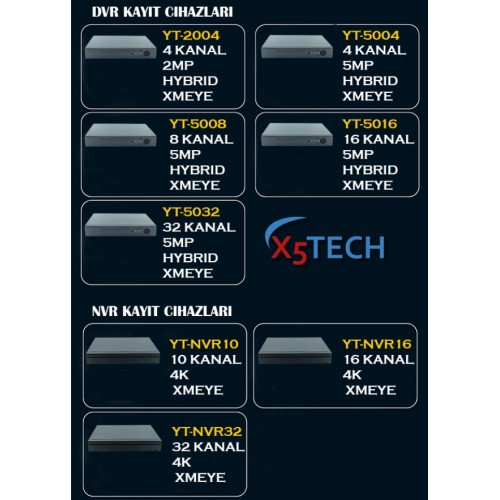 X5-TECH YM-5008 8 KANAL 5MP H265+ 1080N HYBRİD XMEYE